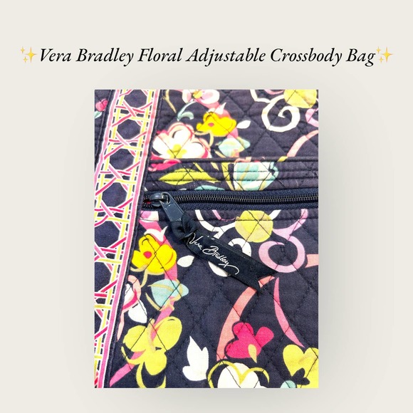 ✨Vera Bradley Adjustable Floral Crossbody Bag in Navy Blue✨ - Picture 2 of 9